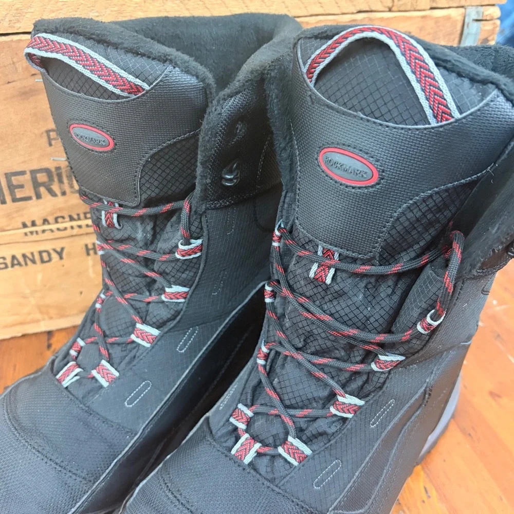 Rockmark OXM422 Mens Black Waterproof Winter‎ Snow Boots Fleece Lined Size 12.5